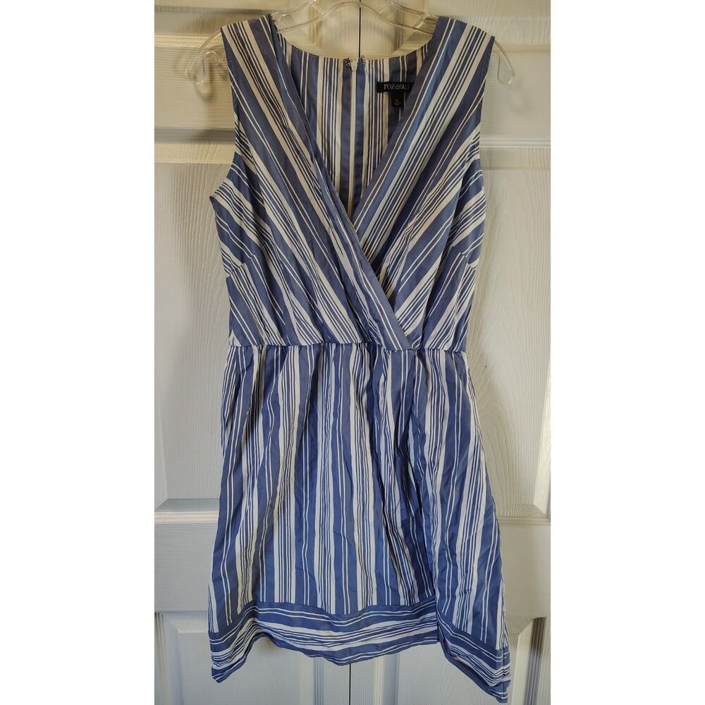 roz & ALI Women's Sleeveless Striped Faux-Wrap Dress, Size 12